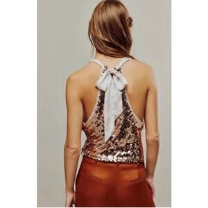 Intimately by Free People Disco Fever Sequin Cami in Champagne Size Medium NWT